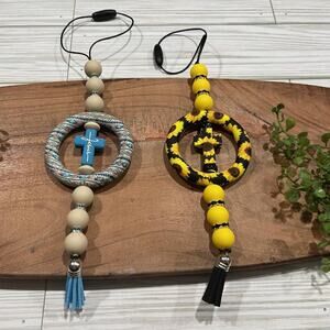 Inspirational Sunflower and Cross Car Charm Accessories for Christian Women